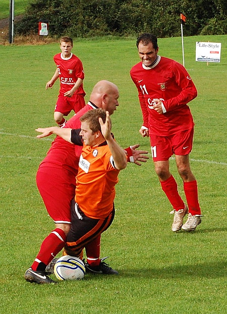 A fierce tackle in the Bradley Stoke v Winterbourne game