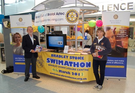 Bristol Aztec Rotary Club promotes its Swimathon charity fundraising event.