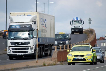 Traffic on the A38 Flyover near the Bristol Mail Centre in Filton, Bristol.