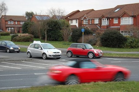 Roundabout on the B4057 Winterbourne Road at Orpheus Avenue.
