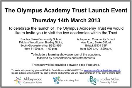 The Olympus Academy Trust Launch Event on Thursday 14th March 2013.