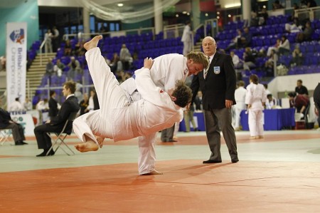 Scott Bennett in action at the 2013 British Schools Judo Championships.
