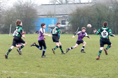 The St Mary's Old Boys RFC Under-13s Team in action against Clifton.