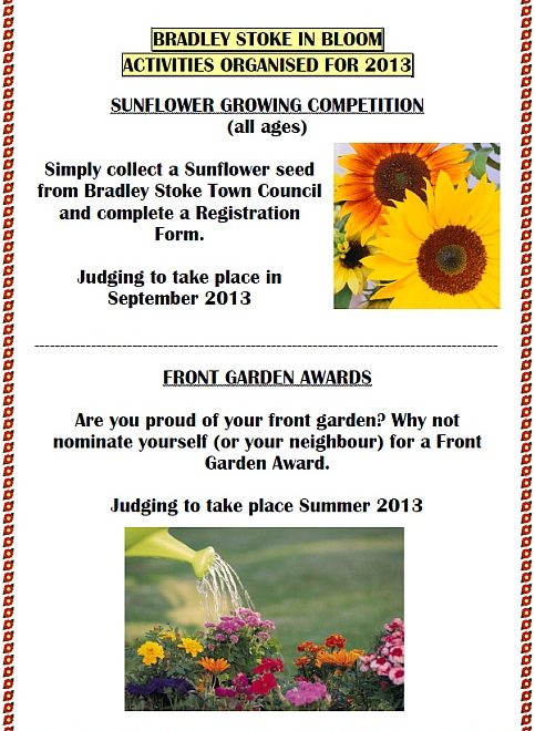 Competitions being held for Bradley Stoke in Bloom 2013.