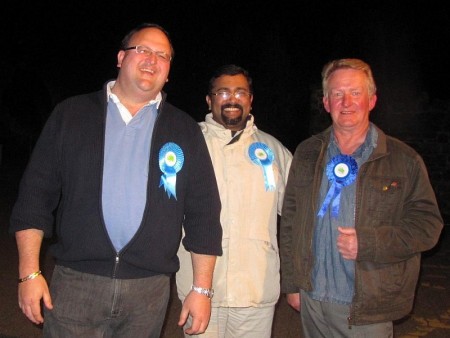Winning candidate Andy Ward (left) pictured with Conservative colleagues.