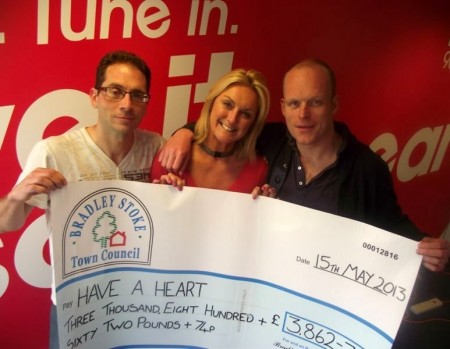 Heart Bristol Presenters with the Bradley Stoke charity cheque.