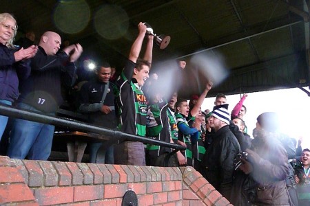 St Mary's Old Boys RFC Under-16s celebrate their cup final win.