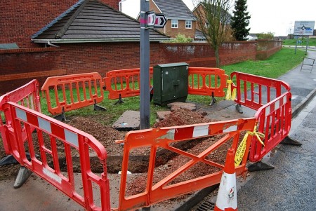 Work at BT Cabinet no. 35 on Webbs Wood Road, Bradley Stoke.