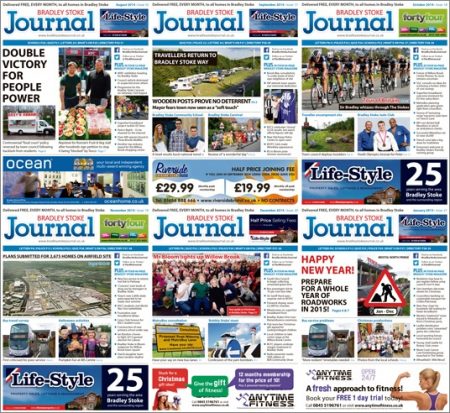 Bradley Stoke Journal magazine covers: Six issues to January 2015.