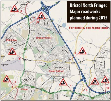 Bristol North Fringe Roadworks in 2015.