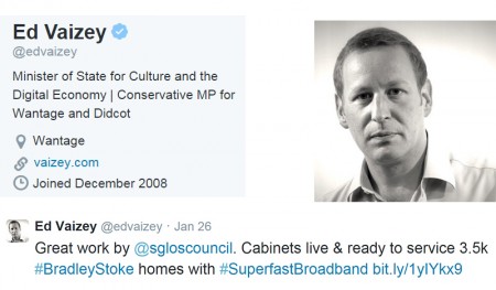 Ed Vaizey tweet that includes a link to a Bradley Stoke Journal article.