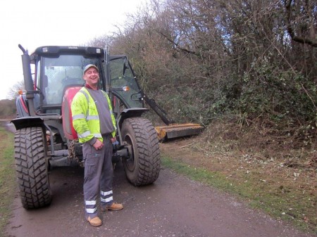 Lee, who has been flailing brambles alongside the paths in the Three Brooks Local Nature reserve, Bradley Stoke.