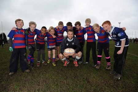 Bristol Rugby and Welsh international Ryan Jones gives young players at North Bristol Rugby Club the training session of a lifetime