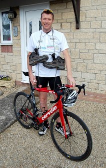 Steve Hewitt of Bradley Stoke, Bristol: Training hard for the Five Peaks by Bike & Hike challenge.