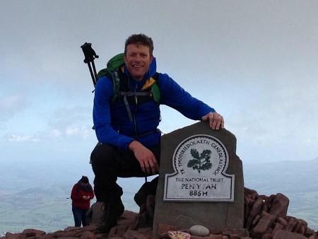 Steve Hewitt on a training hike in the Brecon Beacons.