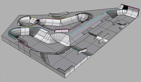 Visualisation of a proposed new skate park at Bradley Stoke Leisure Centre.