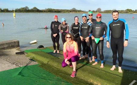 Members of North Bristol Triathlon Club at an open water swim session