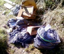 Rubbish fly-tipped on Trench Lane in Winterbourne.