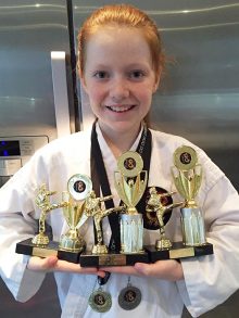 Georgia Powell, multiple winner at the Dragon Tang Soo Do Championships in Bradley Stoke on 19th March 2016.