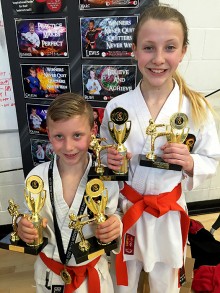 Zailan Johnson and Lexi Johnson, multiple winners at the Dragon Tang Soo Do Championships in Bradley Stoke on 19th March 2016.