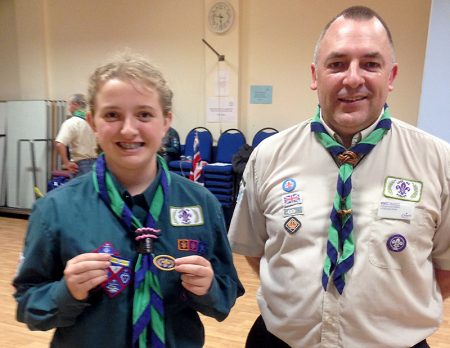 Ellie Holley, the first girl at 1st Bradley Stoke Scouts to attain the Chief Scout's Gold Award.