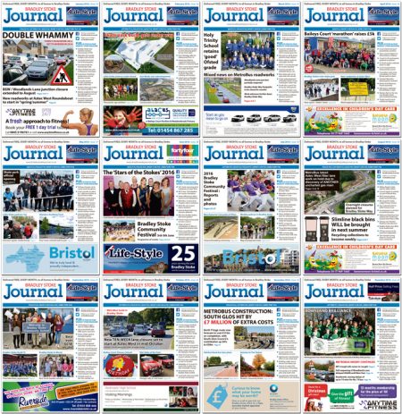 Bradley Stoke Journal magazine front covers during 2016.