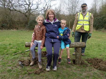 Bench installed by volunteers from the Three Brooks Local Nature Conservation Group.