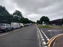 Traffic queue in the Aztec West business park on 2nd August 2017.