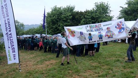 Members of the 1st Bradley Stoke Scout Group at the Brunel Jamboree in May 2018.