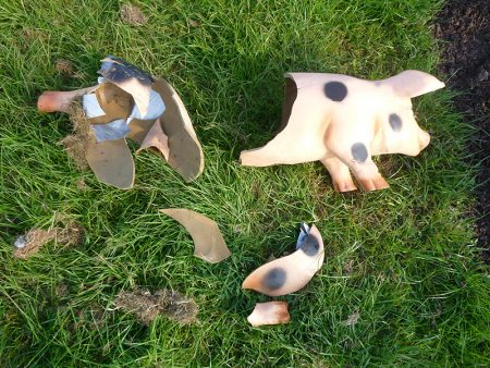 Photo of the smashed 'Peppa the pig' toy.