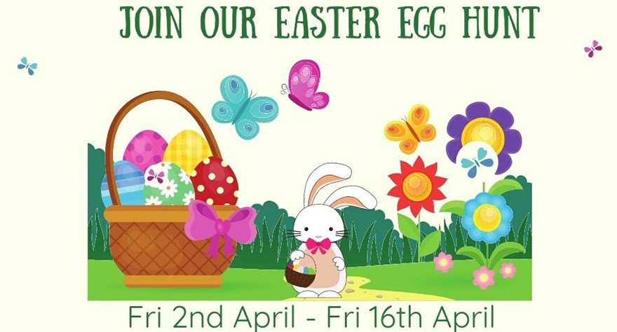 Poster promoting the Easter Egg Hunt.