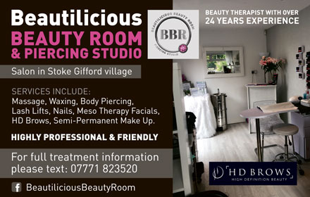 Beautilicious Beauty Room & Piercing Studio, Stoke Gifford, Bristol.