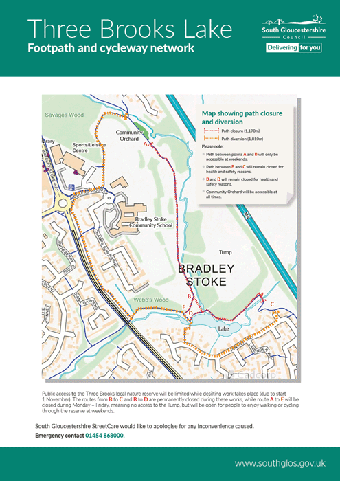 Map showing footpath and cycle path closures.
