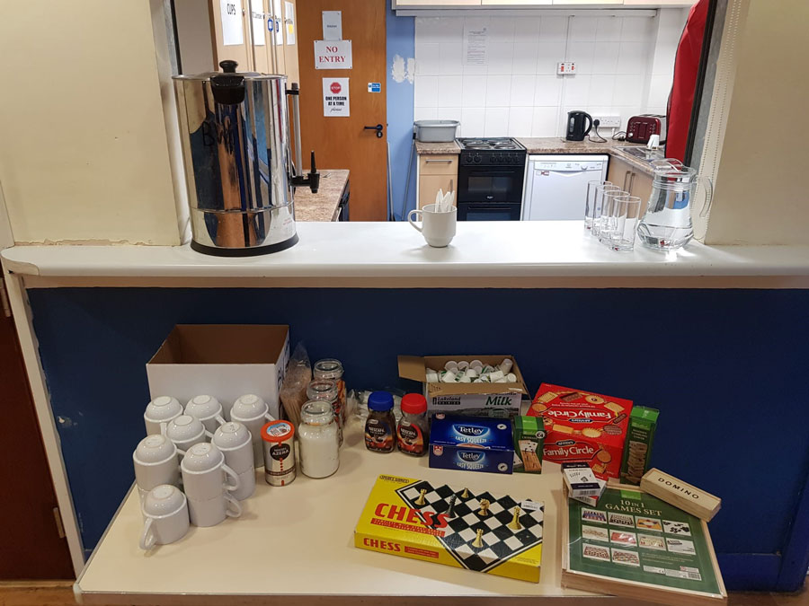 Photo of a kitchen area.