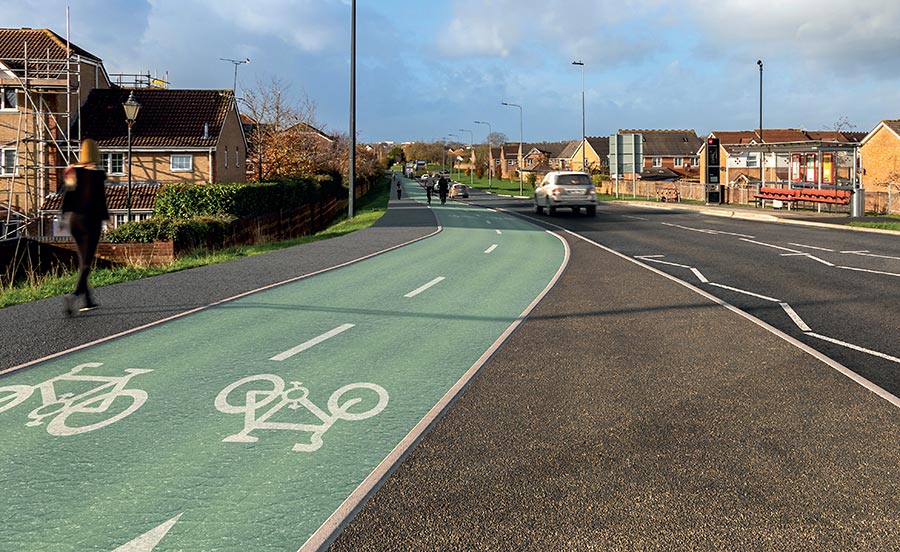 Artist's impression of proposed cycle track.