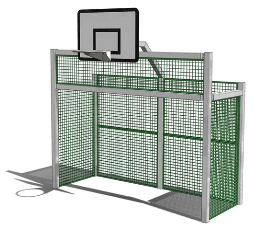 Image of a combined football goal and basketball hoop.